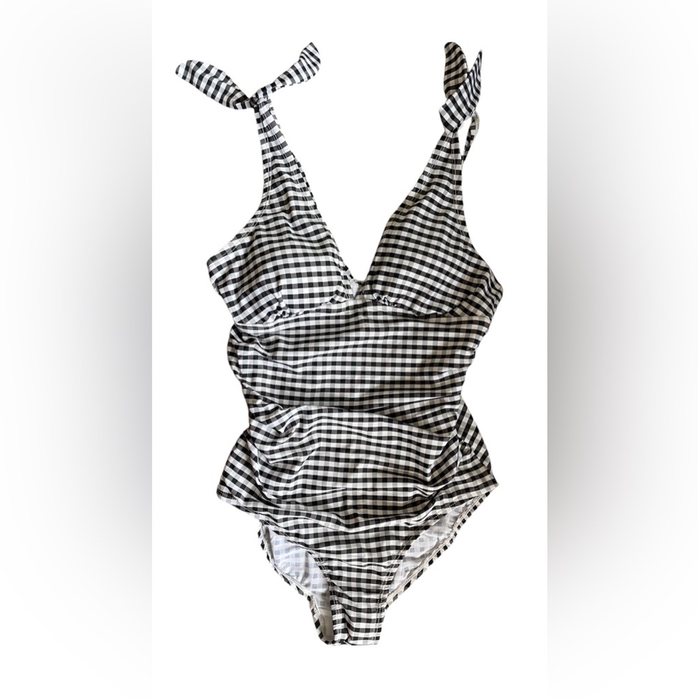 Merona Women’s One Piece Bathing Suit Black and White Checkered size medium